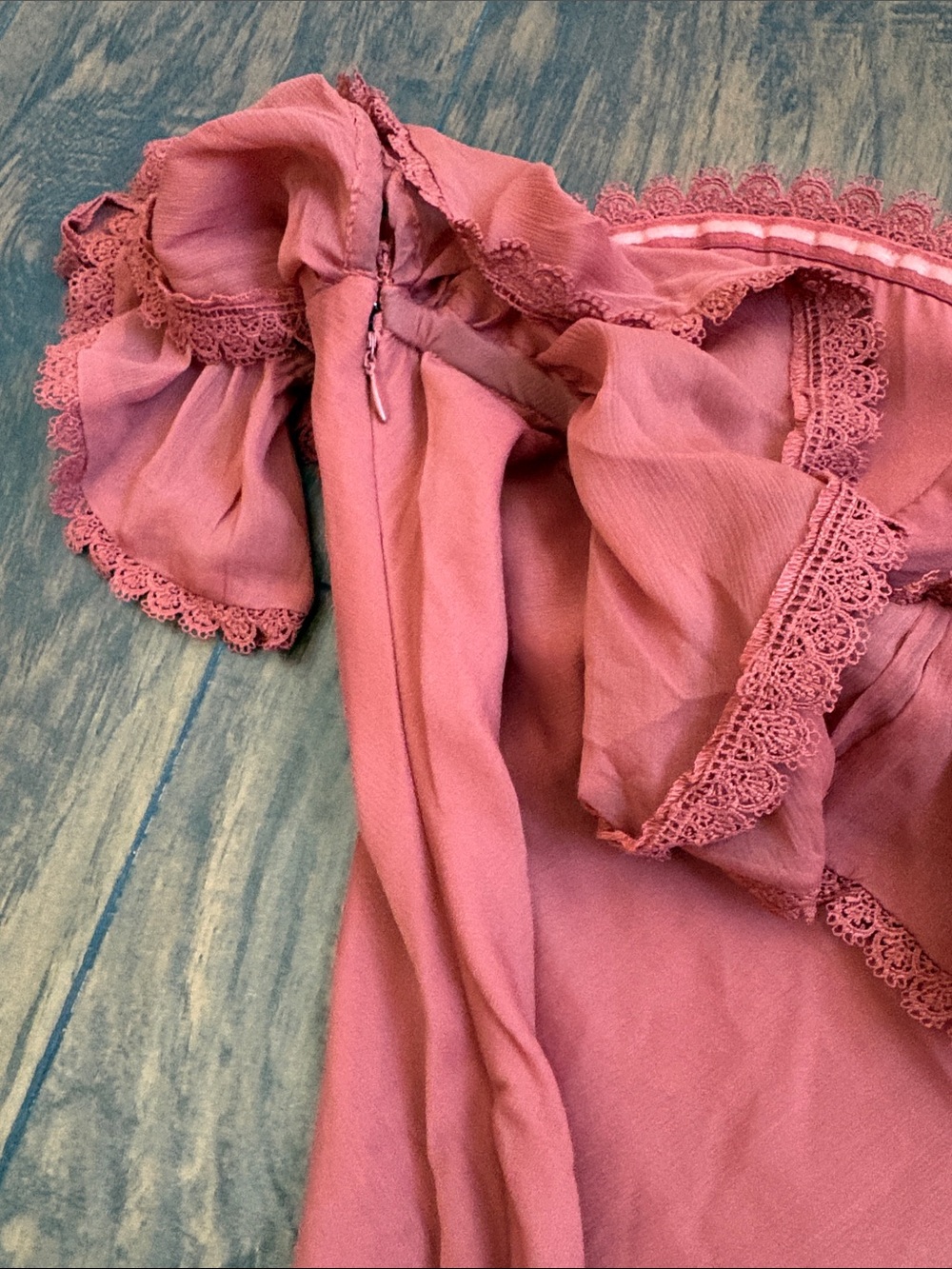 Off-Shoulder Rust Ruffle Mini Dress - Picture 11 of 11